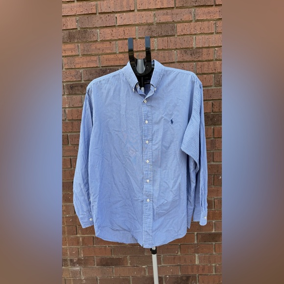 Ralph Lauren Other - Ralph Lauren Men Yarmouth Blue White Striped Button Down Shirt Size 16 1/2 34/35